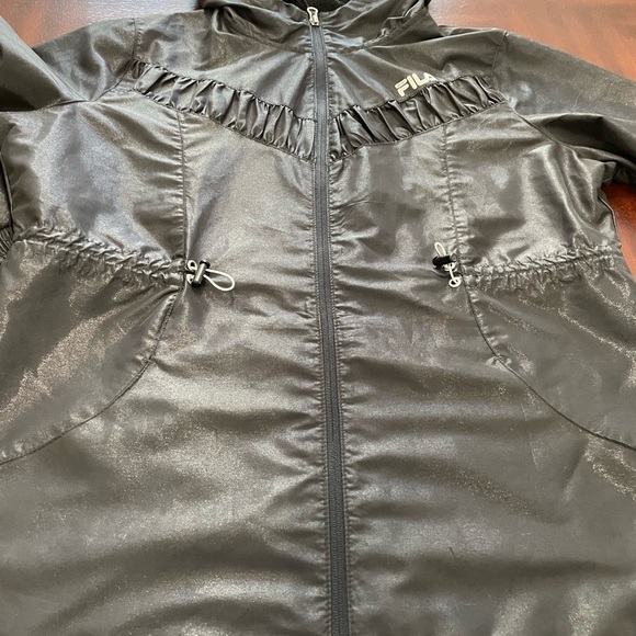 Fila Jacket and coats women’s Designer front zipper pull side black windbreaker - Picture 4 of 7